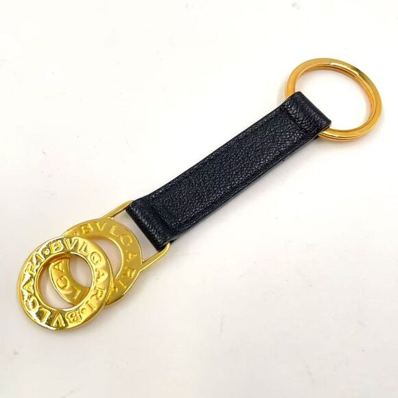 BULGARI Accessories - BVLGARI Leather Logo Twin Ring Keychain